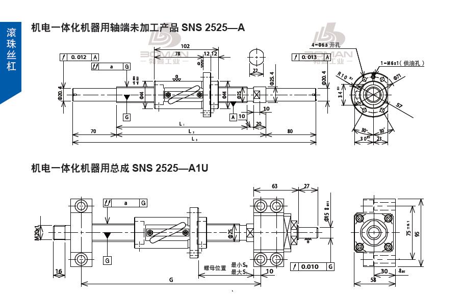 TSUBAKI SNS2525-1913C5-A1U tsubaki数控滚珠丝杆规格